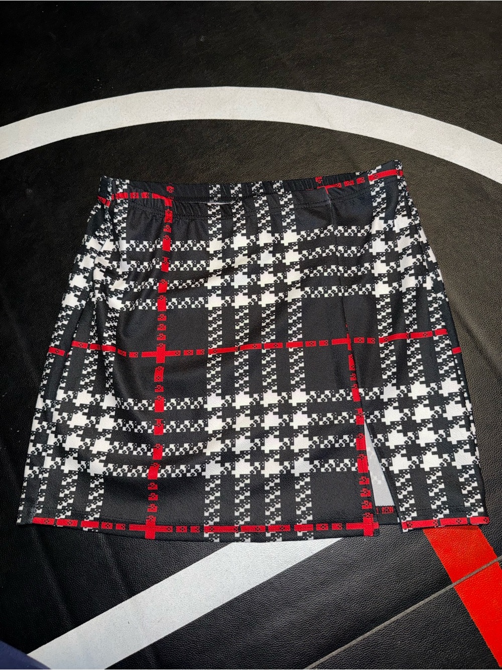 SHEIN Black, White & Red Plaid Mini Skirt